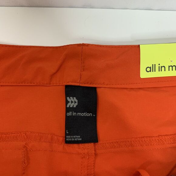 All In Motion Mens Hybrid Swim Shorts Size Large Orange Pockets - Picture 4 of 8